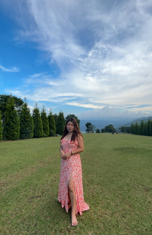 Women floral print maxi dress